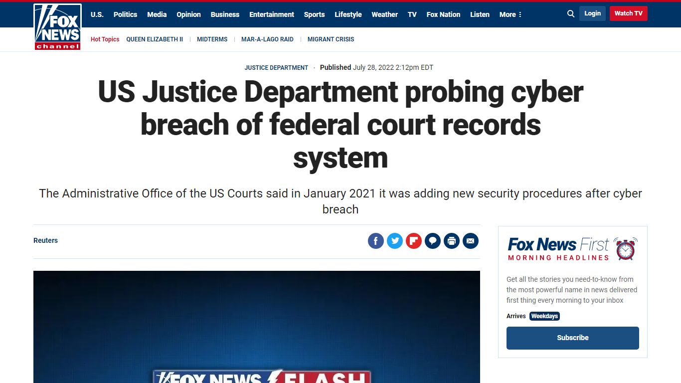 US Justice Department probing cyber breach of federal court records ...