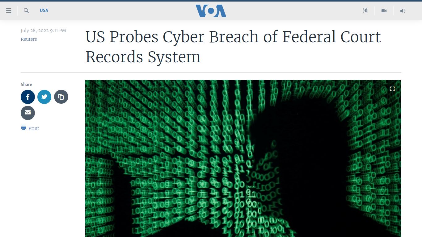 US Probes Cyber Breach of Federal Court Records System
